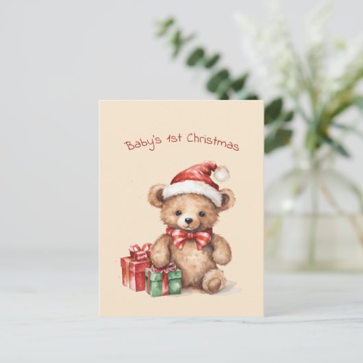 Baby Beer Eerste Kerstgroet Kaart (Staand voorkant)