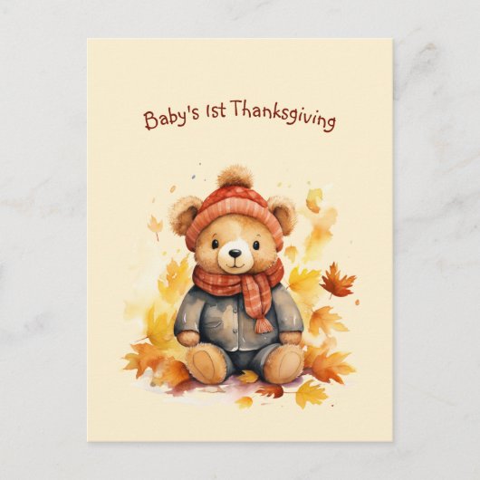Baby Beer Eerste Thanksgiving Groet Briefkaart (Voorkant)