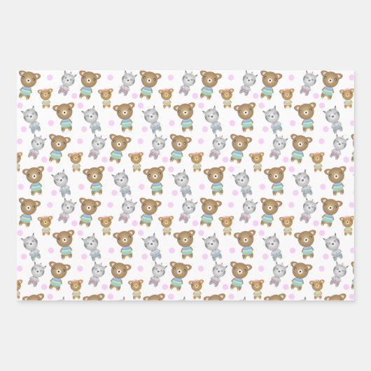 Baby Beer en Zebra Inpakpapier Vel (Voorkant 3)