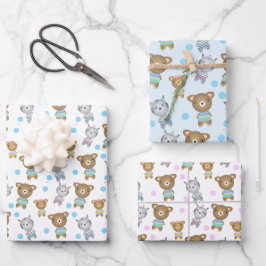 Baby Beer en Zebra Inpakpapier Vel
