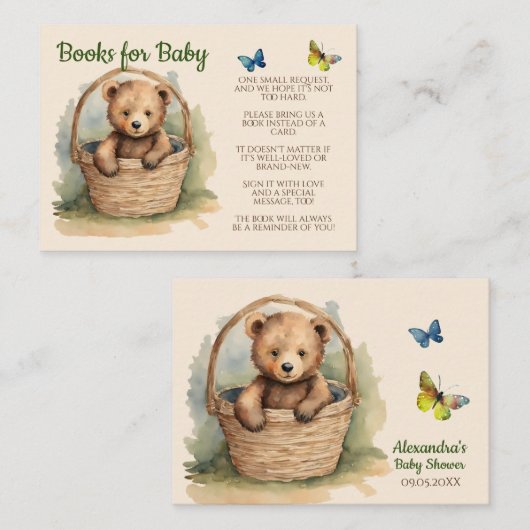 Baby Beer Genderneutrale boeken voor Baby Informatiekaartje (Voorkant / Achterkant)