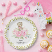 Baby Beer Girl Pink Flowers | Papieren Borden Papieren Bordje (Feest)