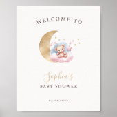Baby Beer Gouden Roze Sterren Welkomstbord Poster (Voorkant)