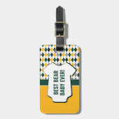 Baby Beer Green Gold Argyle Pattern Bag Label Bagagelabel (Voorkant verticaal)