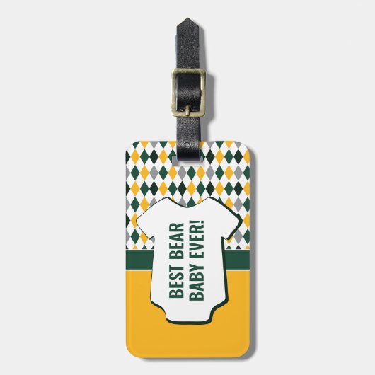 Baby Beer Green Gold Argyle Pattern Bag Label Bagagelabel (Voorkant verticaal)