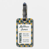 Baby Beer Green Gold Argyle Pattern Bag Label Bagagelabel (Achterkant verticaal)