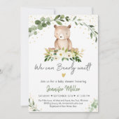 Baby Beer Greenery Gold Floral Baby shower Kaart (Voorkant)