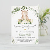 Baby Beer Greenery Gold Floral Baby shower Kaart (Staand voorkant)