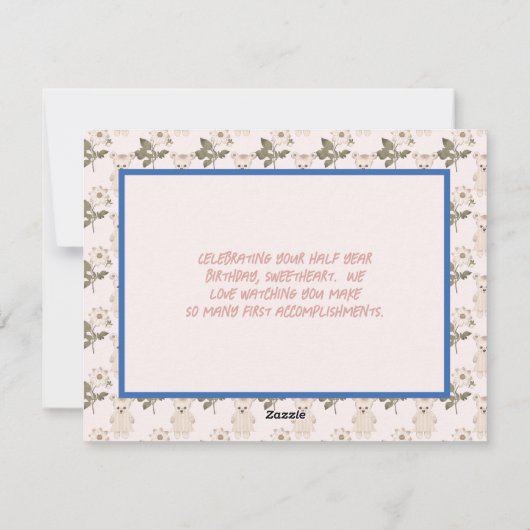 Baby Beer Halfjaar Verjaardag Kaart Meisje (Achterkant)