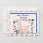 Baby Beer Halfjaar Verjaardag Kaart Meisje (Voorkant)