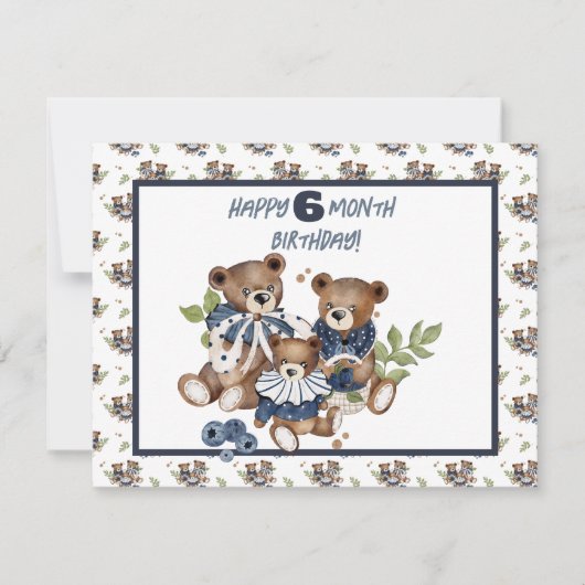 Baby Beer Halfjaar Verjaardag Kaart Meisje (Voorkant)