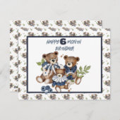 Baby Beer Halfjaar Verjaardag Kaart Meisje (Voorkant / Achterkant)