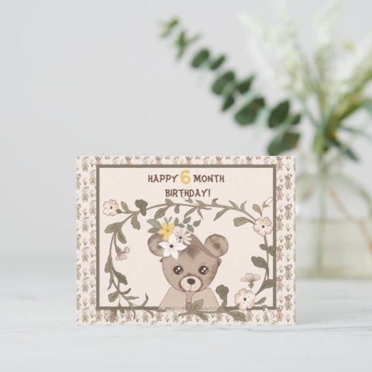 Baby Beer Halfjarige Verjaardag Kaart Jongen of Me (Staand voorkant)