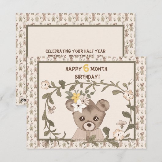 Baby Beer Halfjarige Verjaardag Kaart Jongen of Me (Voorkant / Achterkant)