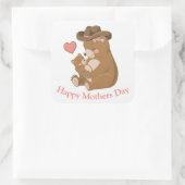 Baby Beer Happy Moederdag Vierkante Sticker (Tas)