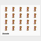 Baby Beer in Daper Cute Pink Paars Rattle Ronde Sticker (Vel)
