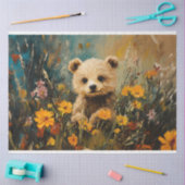 Baby Beer in een Wildflower Field Painting Decoupa Tissuepapier (Craft)