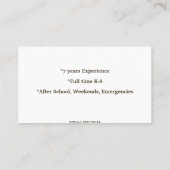 Baby Beer Konijn Babysitter Kinderopvang Visitekaartje (Achterkant)