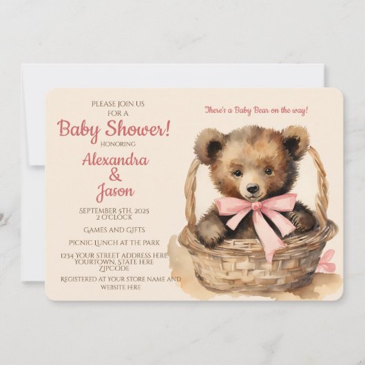 Baby Beer Meisje Baby shower Kaart (Voorkant)