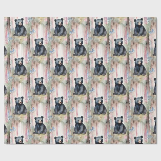 Baby Beer Meisje Cadeaupapier (Vlak)