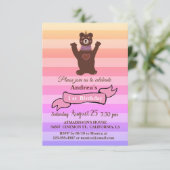 Baby Beer Meisje's Verjaardagsfeestuitnodiging Kaart (Staand voorkant)