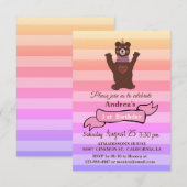 Baby Beer Meisje's Verjaardagsfeestuitnodiging Kaart (Voorkant / Achterkant)