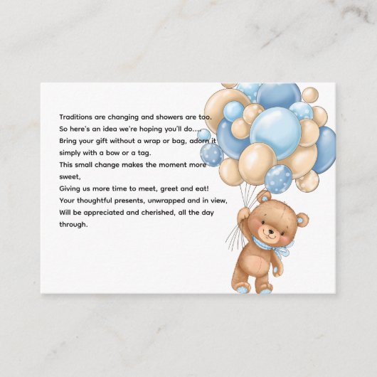 Baby Beer met Ballonnen Douche Display Aanvraag Informatiekaartje (Voorkant)