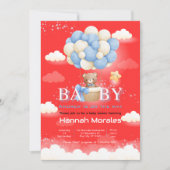 Baby Beer met Balloons Baby shower Invitation Kaart (Voorkant)