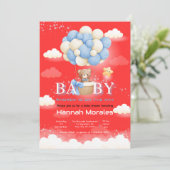 Baby Beer met Balloons Baby shower Invitation Kaart (Staand voorkant)