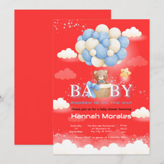 Baby Beer met Balloons Baby shower Invitation Kaart
