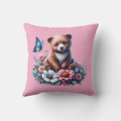 Baby Beer met bloemen Kussen (Achterkant)