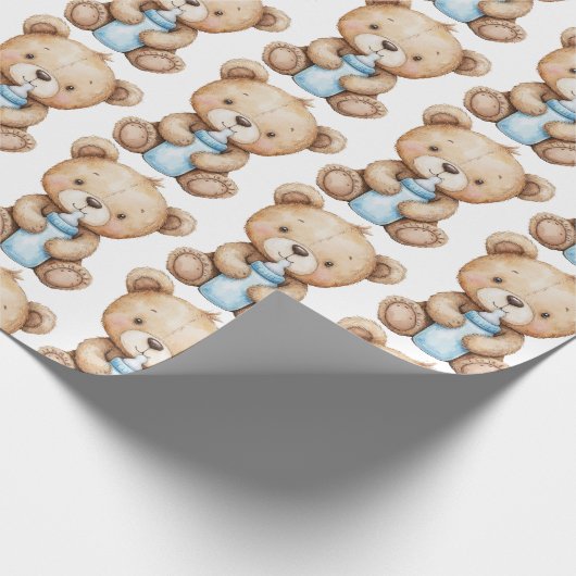 Baby Beer met flesje Cadeaupapier (Hoek)