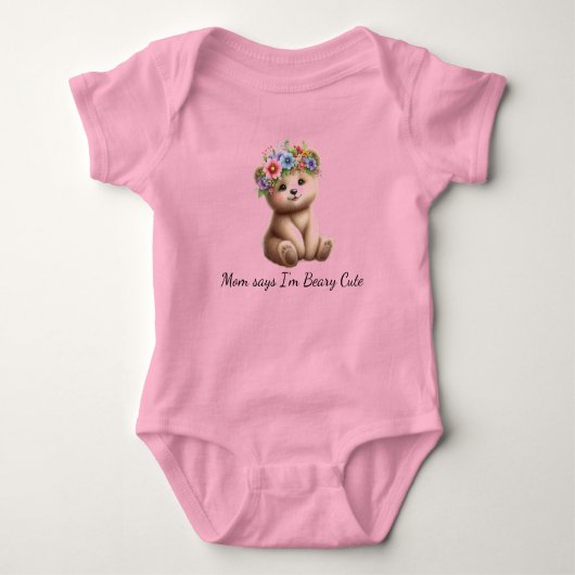 Baby Beer met Flower Crown Beary Schattige Romper (Voorkant)