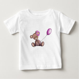 Baby Beer met Paarse ballon Baby T-shirt