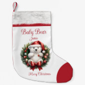 Baby Beer naam familie bijpassende Schattigee Kind Kleine Kerstsok (Voorkant)