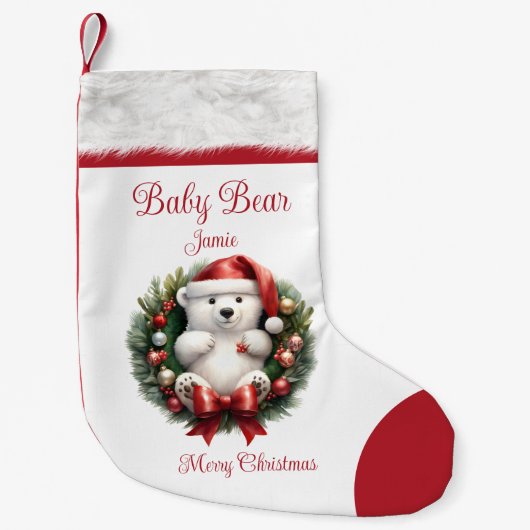 Baby Beer naam familie bijpassende Schattigee Kind Kleine Kerstsok (Voorkant)