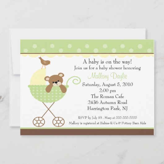 Baby Beer Neutraal Baby shower Uitnodiging (Voorkant)