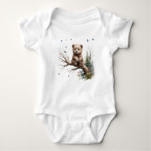 Baby Beer op een log Baby Bodysuit