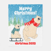  Baby Beer op slee vrolijk kerstfeest Fleece Deken (Voorkant)