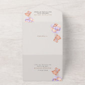 Baby Beer, Paarse ballonnen, eerste verjaardag All In One Uitnodiging (Buitenkant)