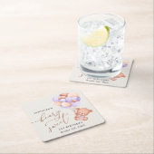 Baby Beer, Paarse ballonnen, eerste verjaardag Kartonnen Onderzetters (Insitu)