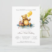 Baby Beer Party - Ballonnen Eerste Verjaardag Kaart (Staand voorkant)