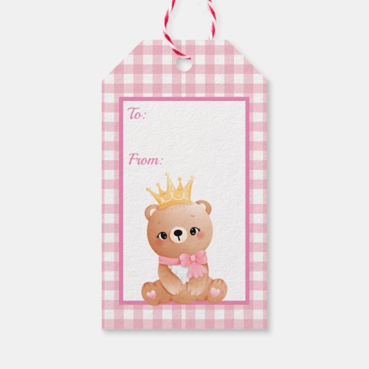 Baby Beer Pink Gingham Cadeaulabel (Achterkant)