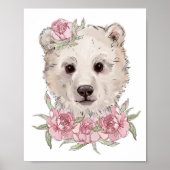 Baby Beer Roos Dieren Poster | Muurprint (Voorkant)