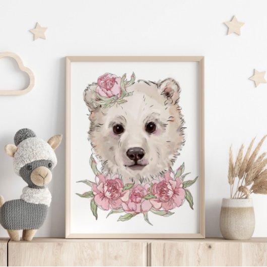 Baby Beer Roos Dieren Poster | Muurprint