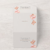 Baby Beer, roze ballonnen, eerste verjaardag All In One Uitnodiging (Buitenkant)