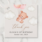 Baby Beer, roze ballonnen, eerste verjaardag Bedankjes Labels (Voorkant)
