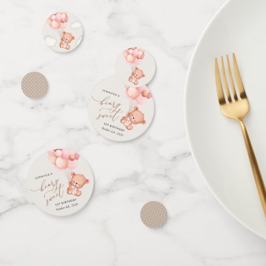 Baby Beer, roze ballonnen, eerste verjaardag Confetti (Groep)