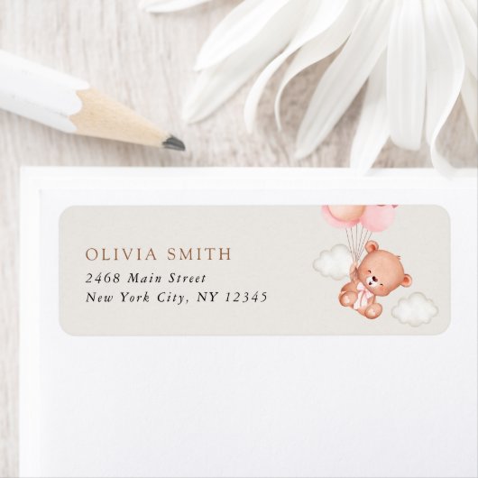 Baby Beer, roze ballonnen, eerste verjaardag Etiket (Insitu)