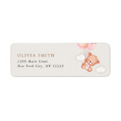 Baby Beer, roze ballonnen, eerste verjaardag Etiket (Voorkant)